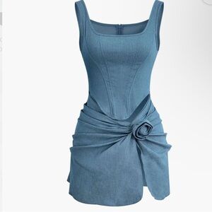 Elegant Blue Denim Mini Dress